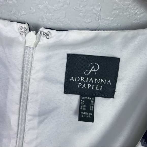 Adrianna Papell NWT Sweetheart Faille Sheath Dress, Navy Blue Floral Print 6 - Picture 8 of 11